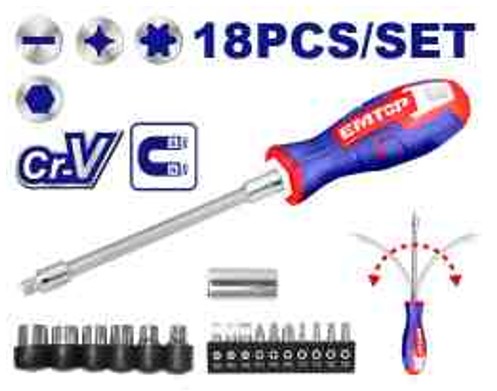 ESSTFL1802, 18 Pcs flexible shaft screwdriver set Professional Hand Tool Set for Maintenance and Repair Work